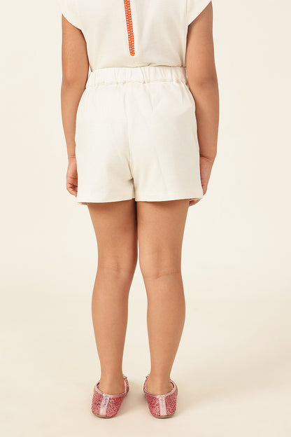 Girl's Off White Regular Fit Shorts One Friday