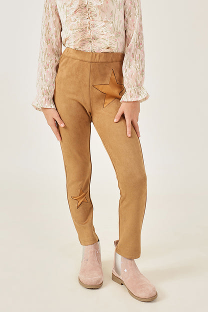 Girls Brown Solid Knit Stretch Jeggings