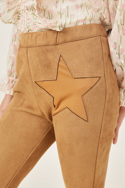 Girls Brown Solid Knit Stretch Jeggings