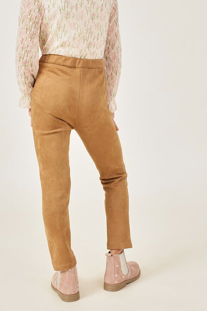 Girls Brown Solid Knit Stretch Jeggings