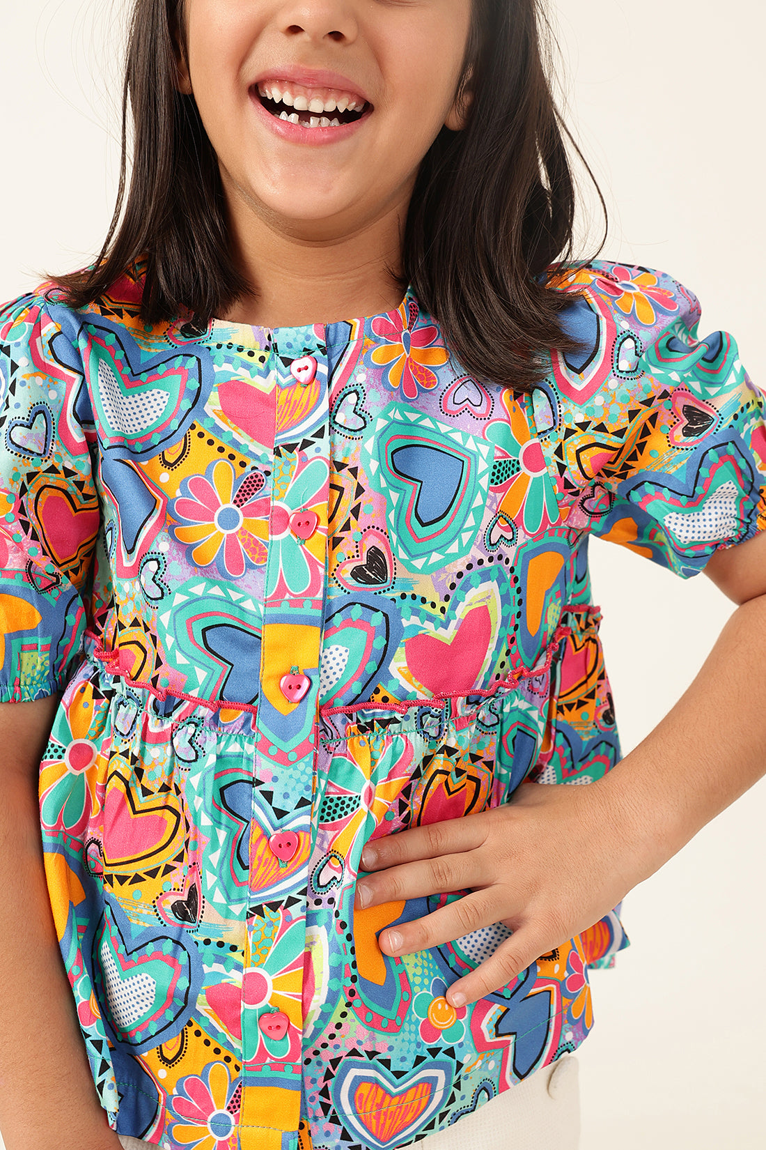 Girls’ Multicolor Floral Print Top One Friday