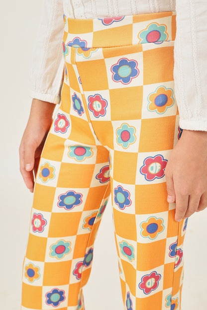 Girls Multi-Color Floral Print Jeggings