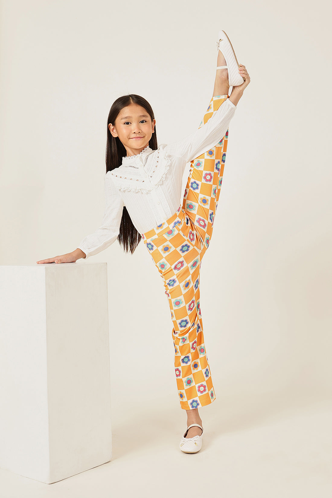 Girls Multi-Color Floral Print Jeggings One Friday