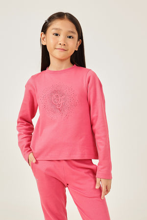 One Friday Girls’ Pink Knit Sweatshirt