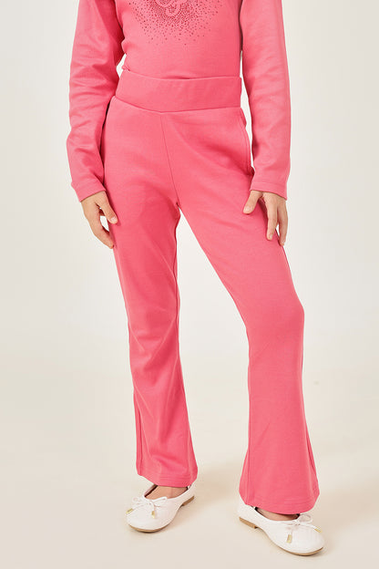 Girls Pink Knit Track Pants One Friday