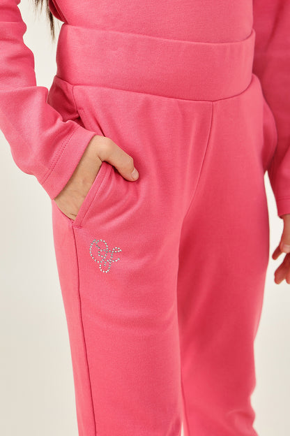 Girls Pink Knit Track Pants One Friday