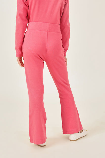 Girls Pink Knit Track Pants One Friday