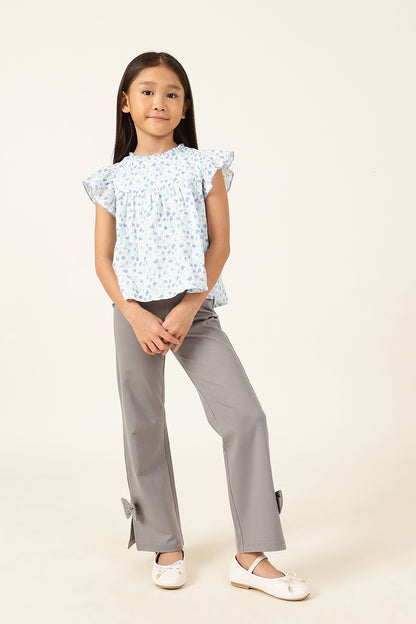 Girls Floral Print Cotton Cap Sleeve Top