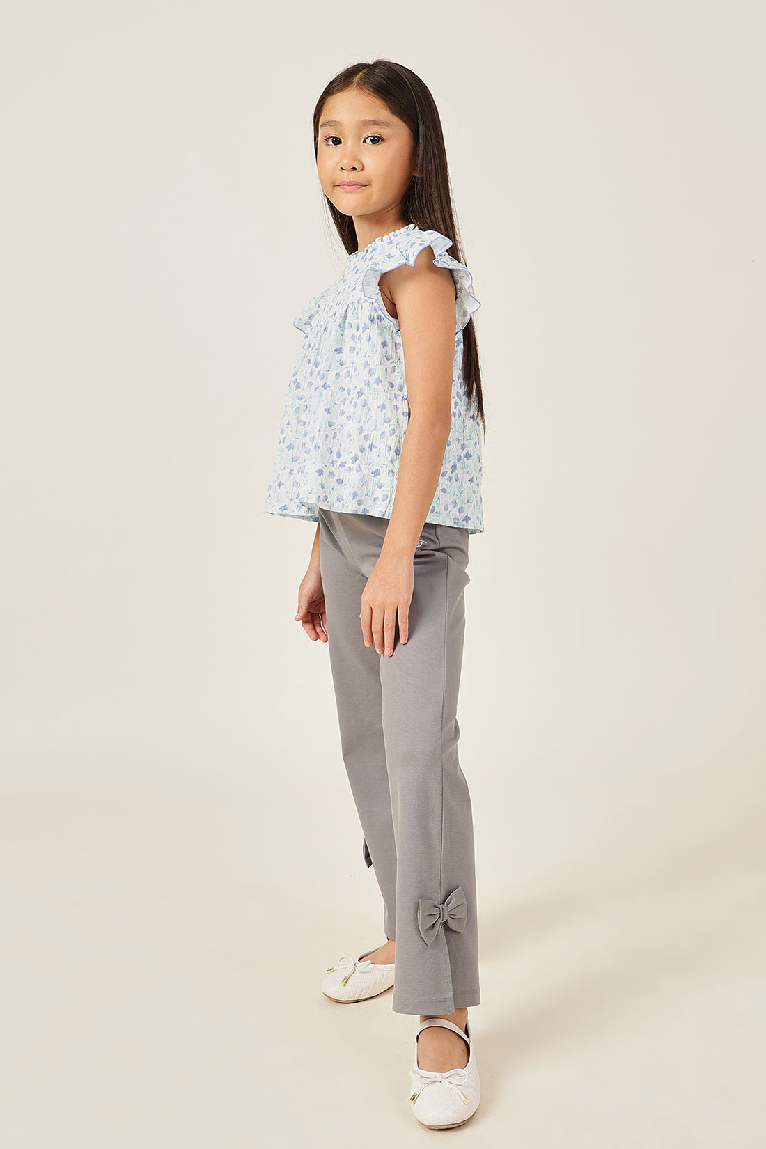 Girls Grey Solid Tencel Jegging Regular Fit