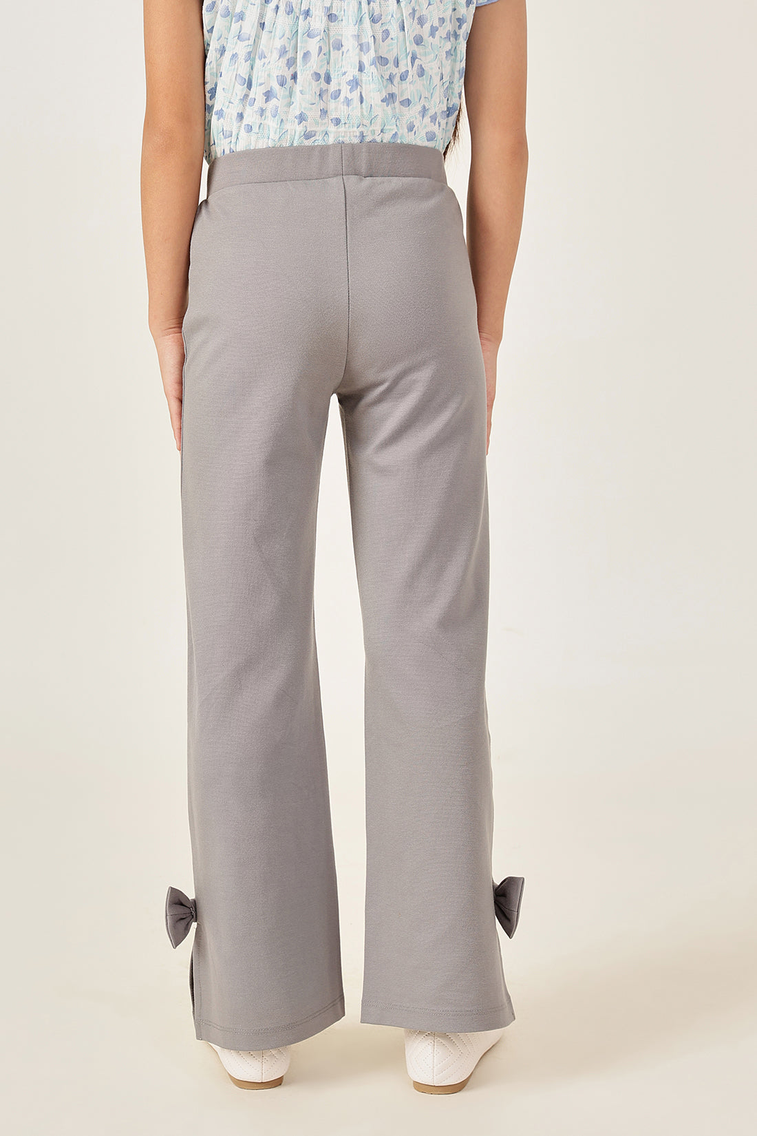 Girls Grey Solid Tencel Jegging Regular Fit