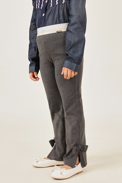 One Friday Girls Grey Bell-Shaped Fit Jeggings - Stretch & Stylish
