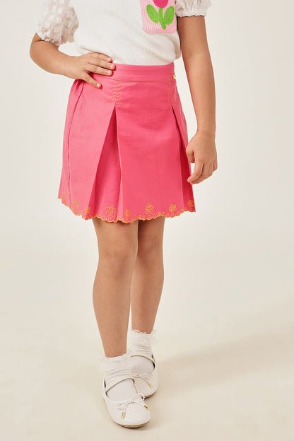 Girls’ Pink Solid Woven Skirt One Friday