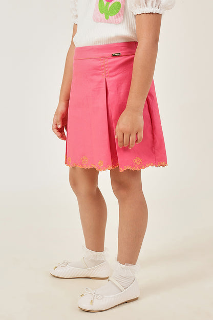 Girls’ Pink Solid Woven Skirt One Friday