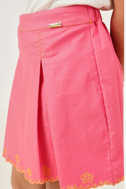 Girls’ Pink Solid Woven Skirt One Friday