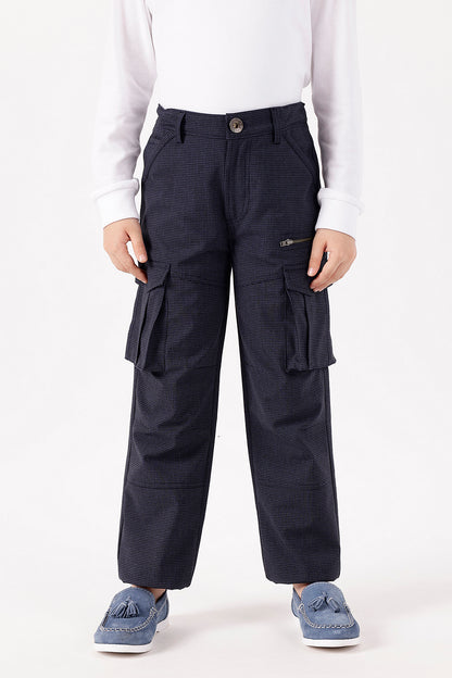 Boys Blue Checked Trousers