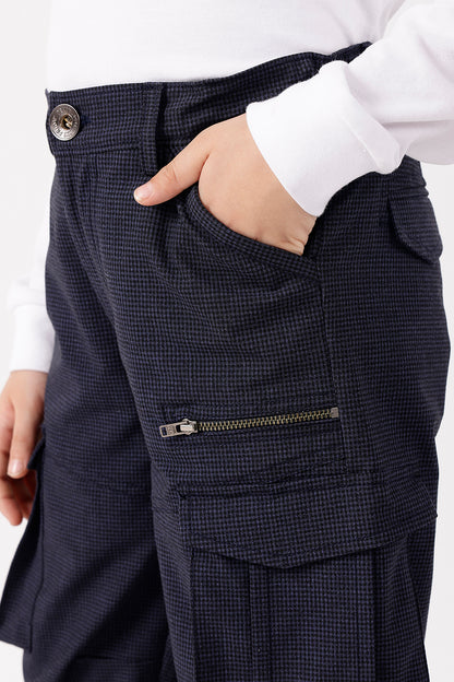 Boys Blue Checked Trousers