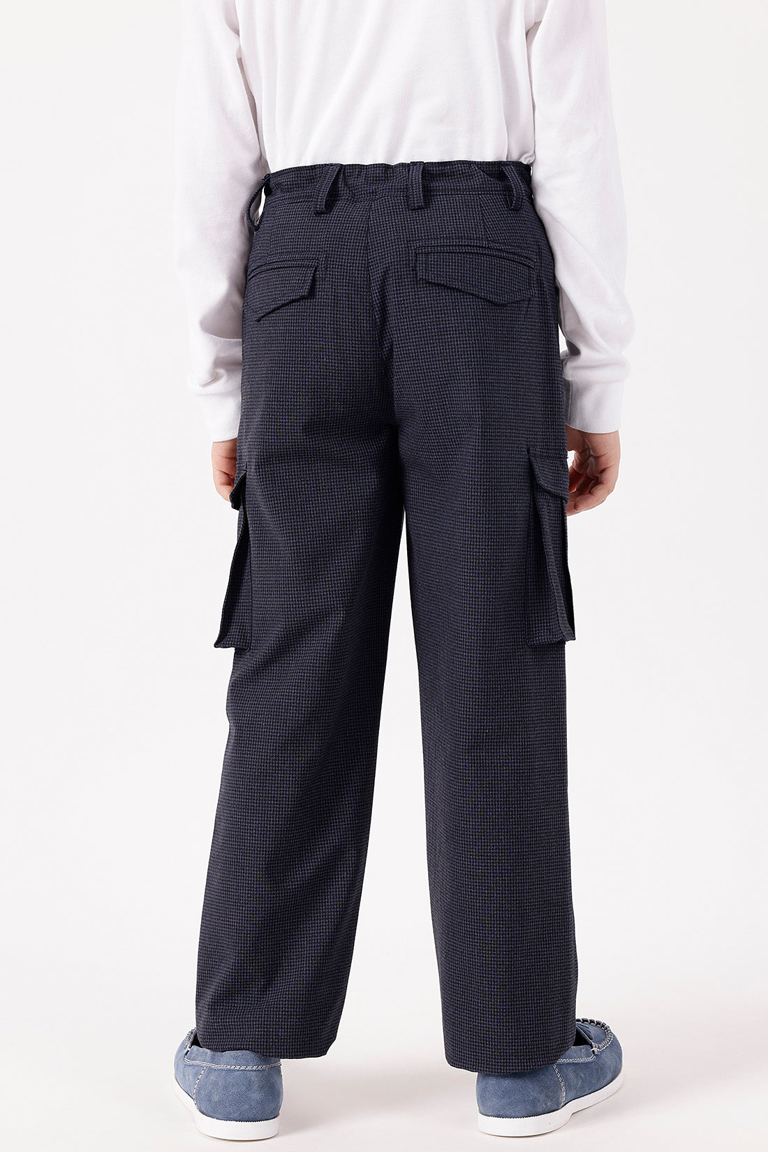 Boys Blue Checked Trousers