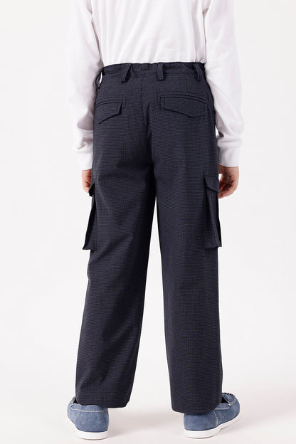 Boys Blue Checked Trousers