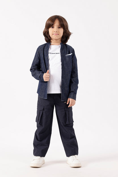 Boys Blue Checked Trousers