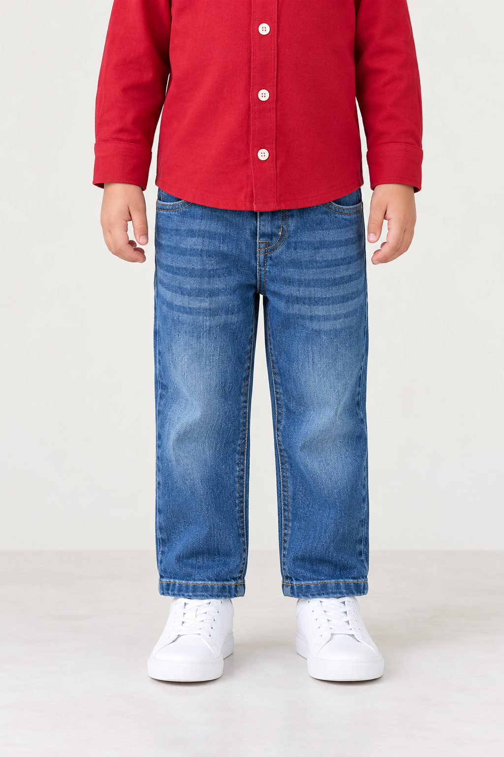 Baby Boys Blue Denim Cotton Regular Fit Jeans
