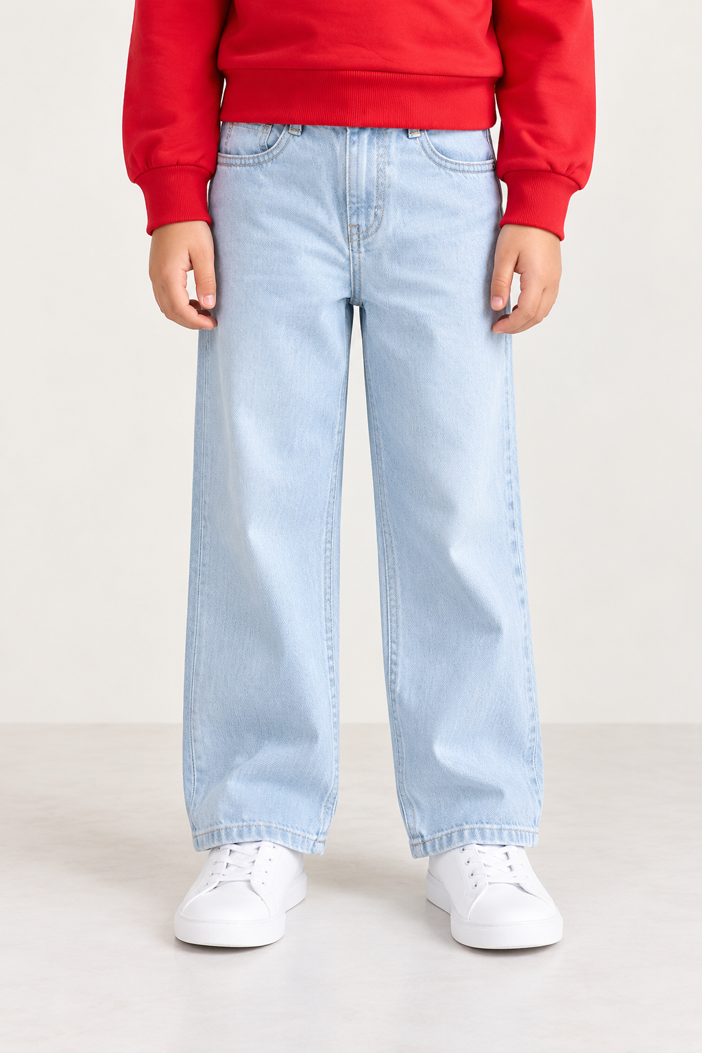 Girls Blue Classic Cotton Denim Straight Fit Jeans