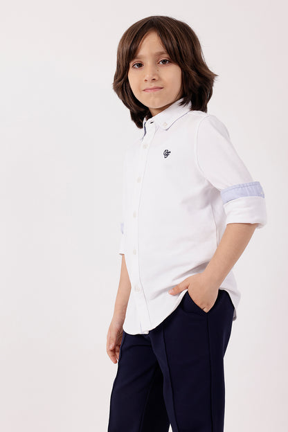 One Friday Boys’ White Solid Knit Shirt