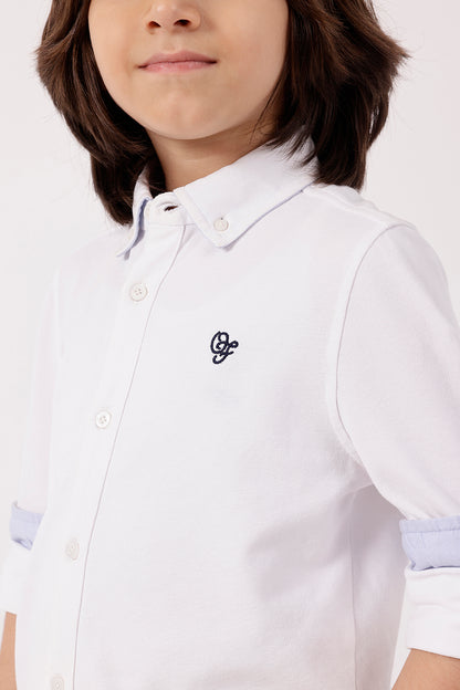One Friday Boys’ White Solid Knit Shirt