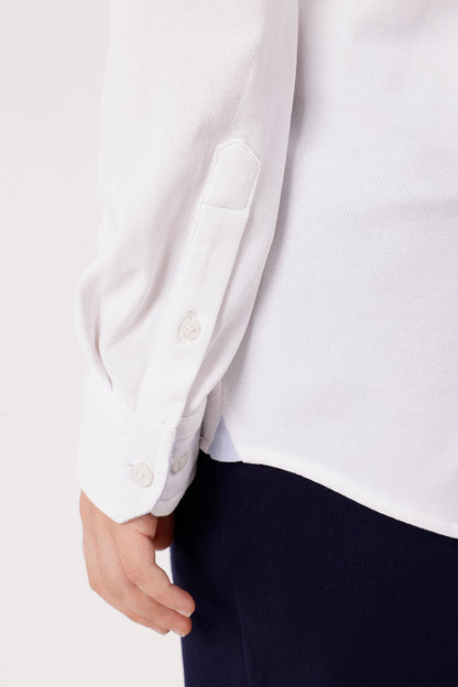 One Friday Boys’ White Solid Knit Shirt