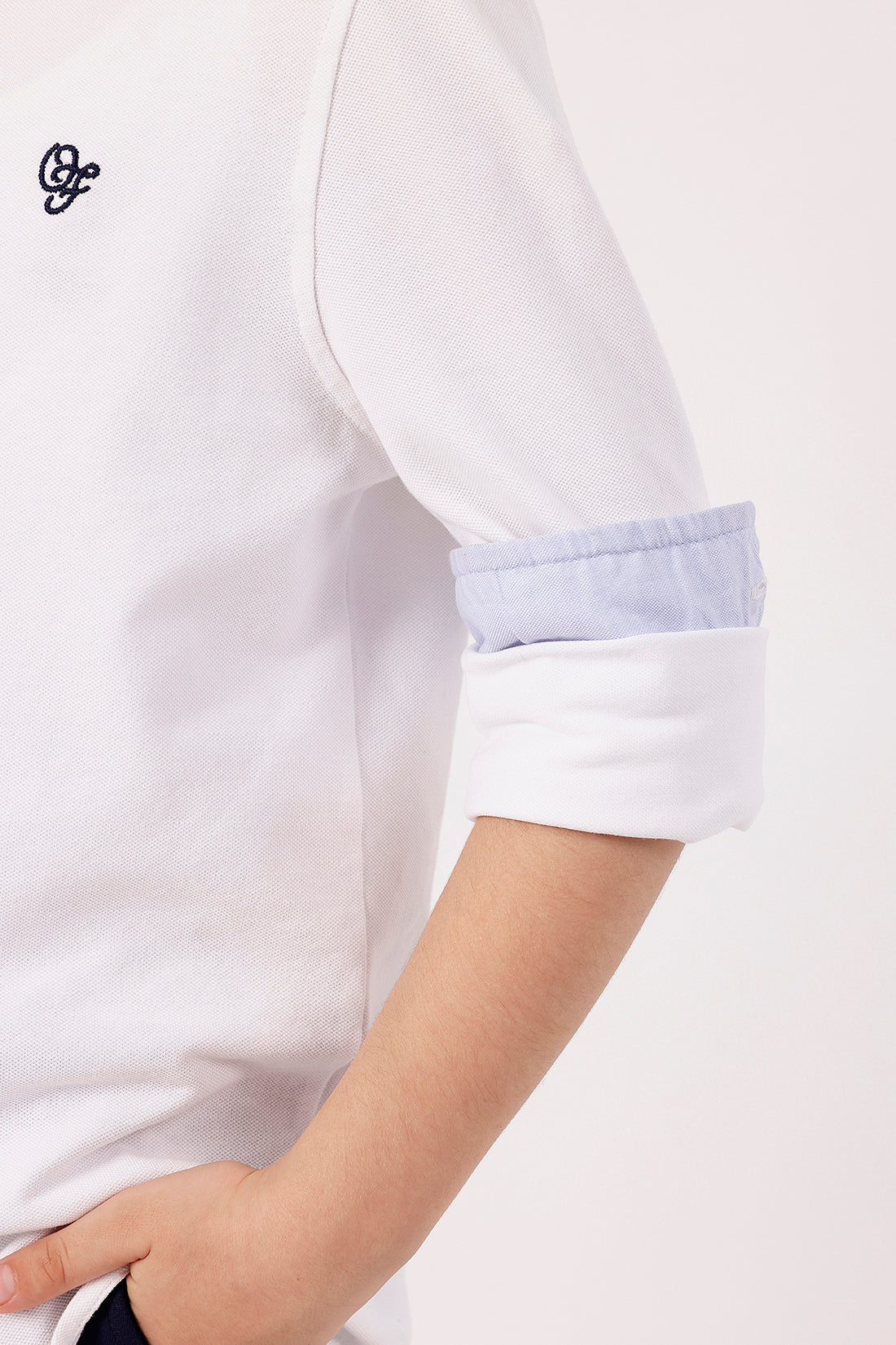One Friday Boys’ White Solid Knit Shirt