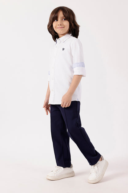 One Friday Boys’ White Solid Knit Shirt