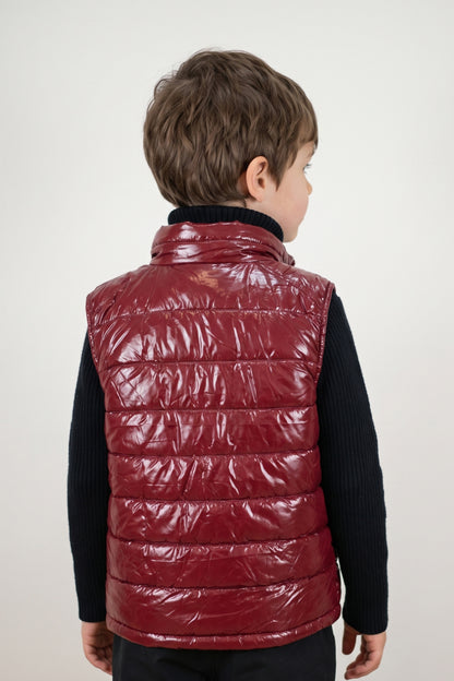 Unisex Wine Nylon Mesh Zip-Up Sleeveless Jacket