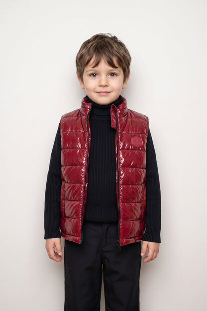 Unisex Wine Nylon Mesh Zip-Up Sleeveless Jacket
