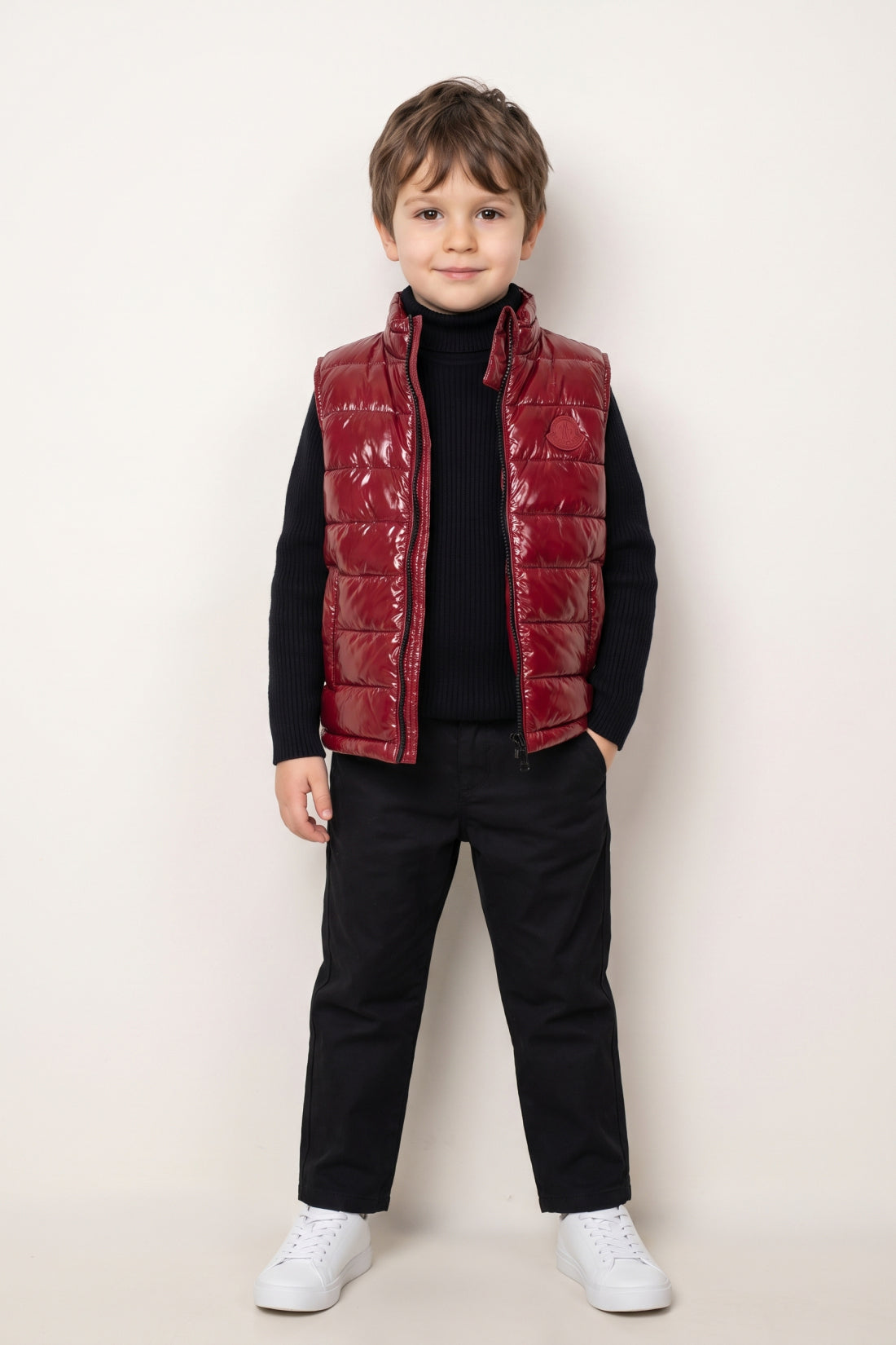 Unisex Wine Nylon Mesh Zip-Up Sleeveless Jacket