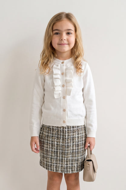 Girls Multicolour Boucle Buttoned Skirt