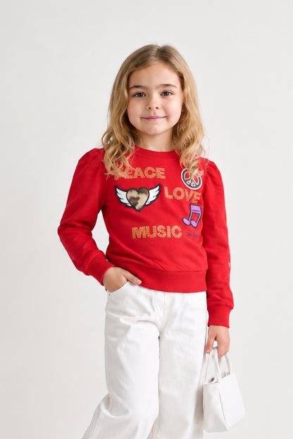 Girls White Studded Denim Zip Jeans