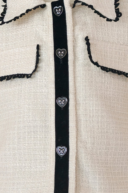 Girls Off White Embellished Boucle Jacket