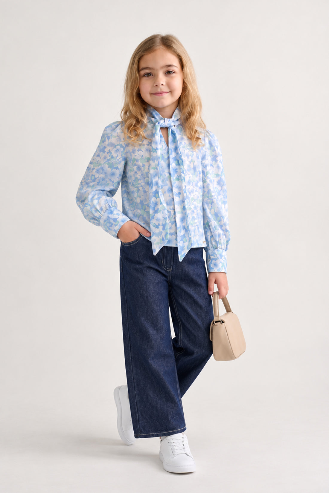 Girls Multicolour Printed Chiffon Full Sleeve Top