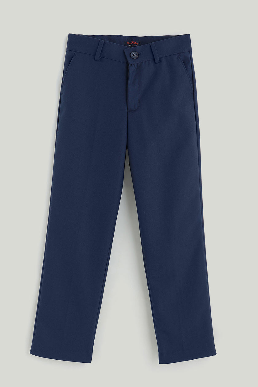 One Friday Boys Navy Blue Solid Suit