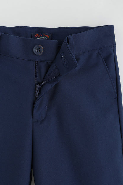 One Friday Boys Navy Blue Solid Suit