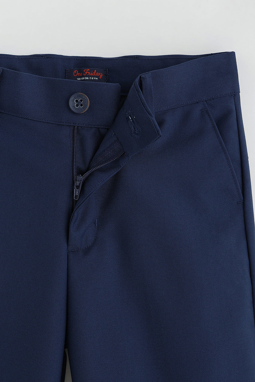 One Friday Boys Navy Blue Solid Suit