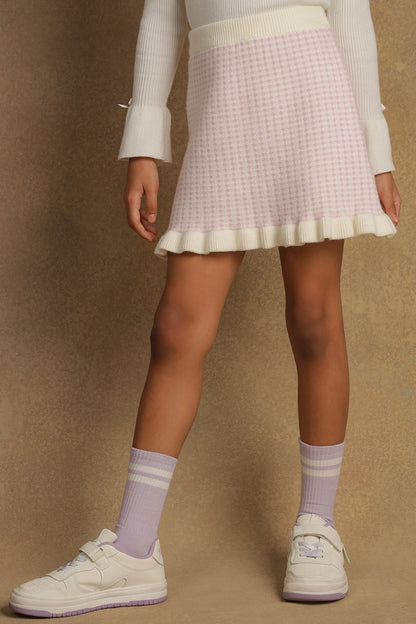 Girls Lavender & White Skirt