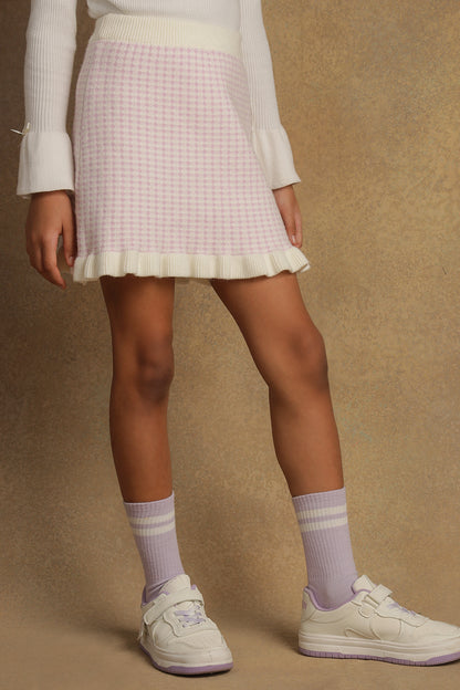 Girls Lavender & White Skirt