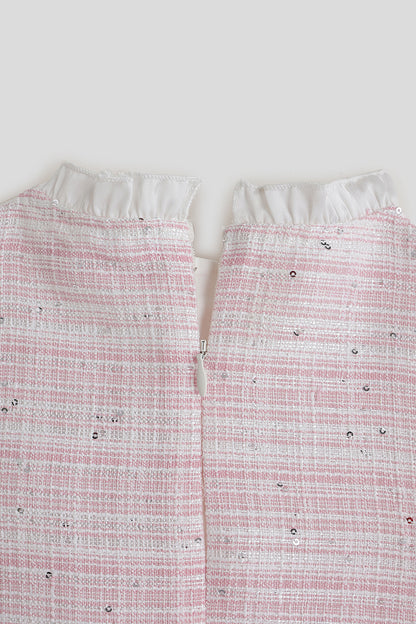 One Friday Girls Pink Boucle Dress