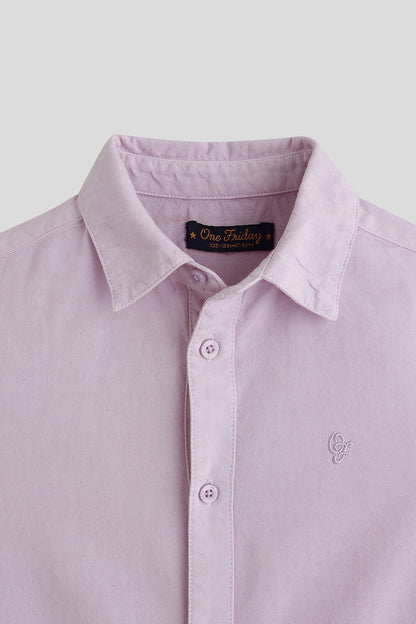 Boys Lilac Full Sleeve Solid Shirt by One Friday