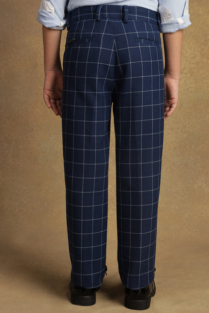 One Friday Kids Boys Blue Checks Trouser