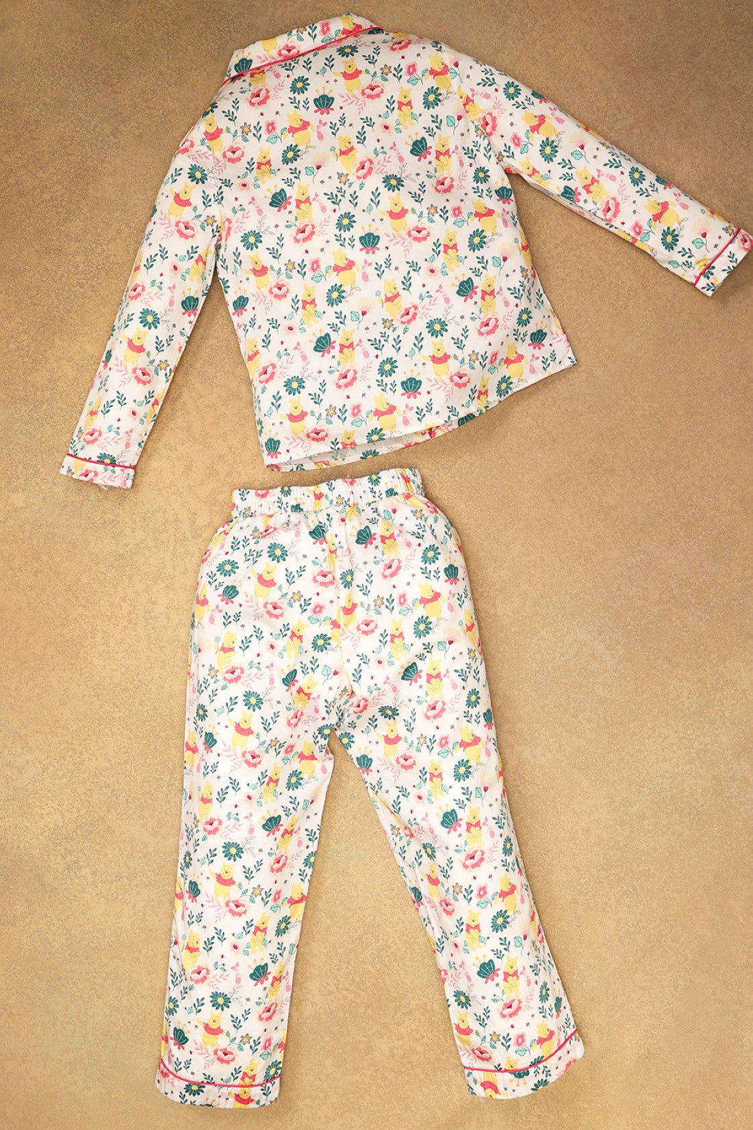 Kids Girls Off White Winnie The Pooh Night Suit