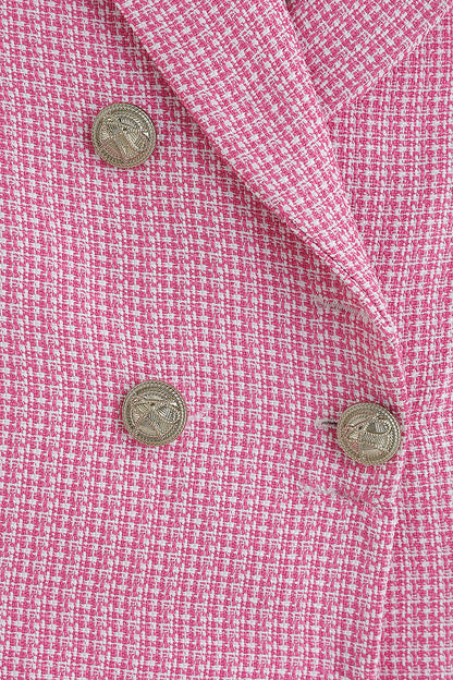 Girls Pink Cropped Fit Half Sleeve Yarn Dyed Jacket by One Friday