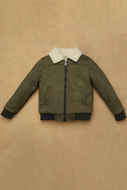Boys Green Solid Jacket