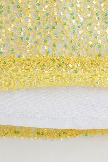 Girls Yellow A-Line Cap Sleeve Solid Dress By One Friday