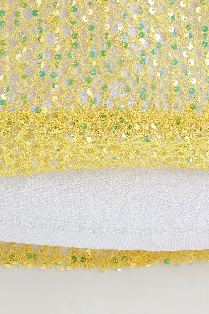 Girls Yellow A-Line Cap Sleeve Solid Dress By One Friday